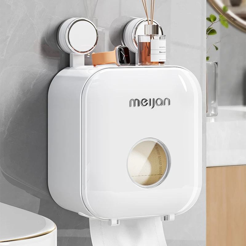 吸盘纸巾盒卫生间免打孔防水家用抽纸置物架卷纸客厅厕纸卫生纸盒