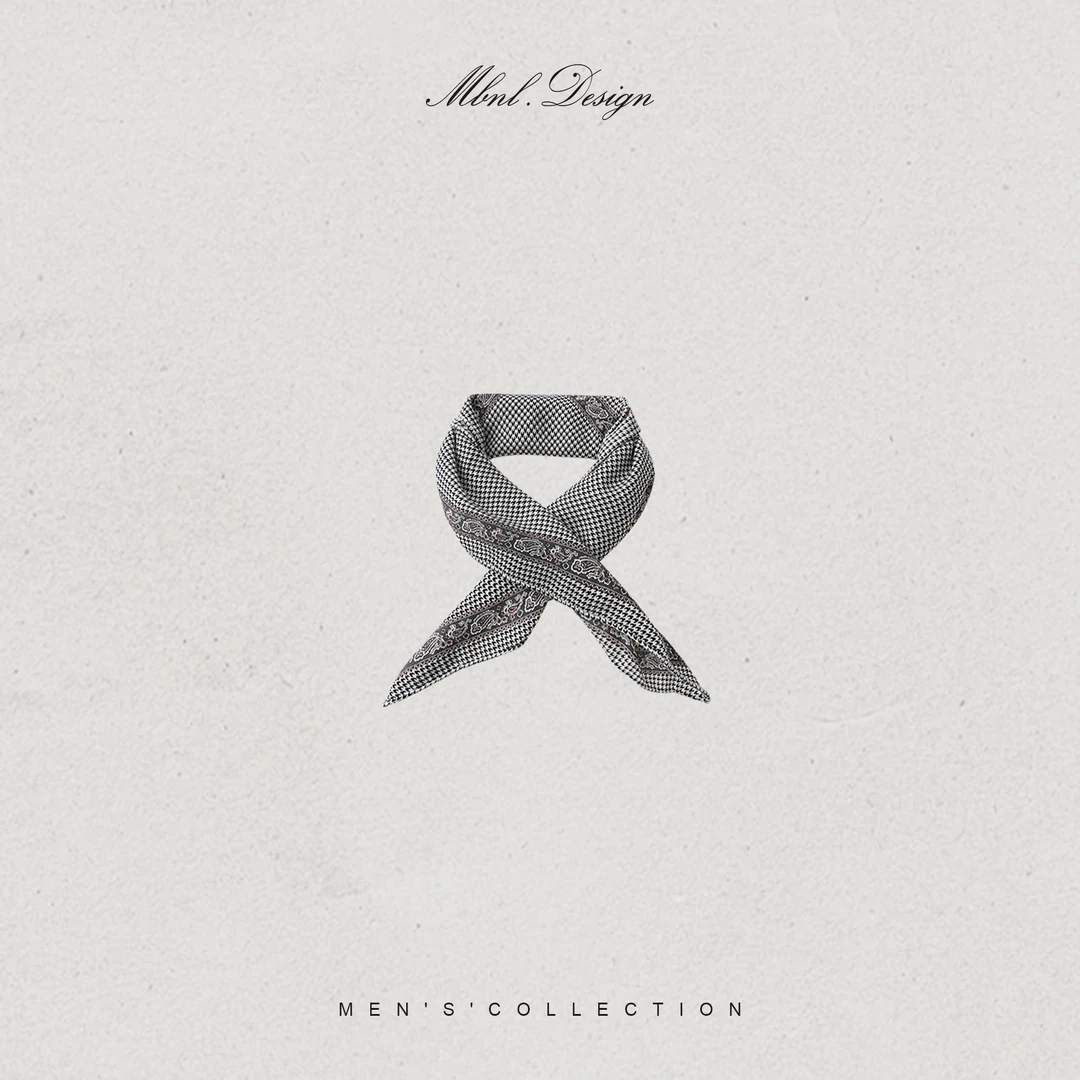 MBNL-F「Plaid 格子花」秦磊男装桑蚕丝羊毛细腻垂顺方巾LL-SJW0001