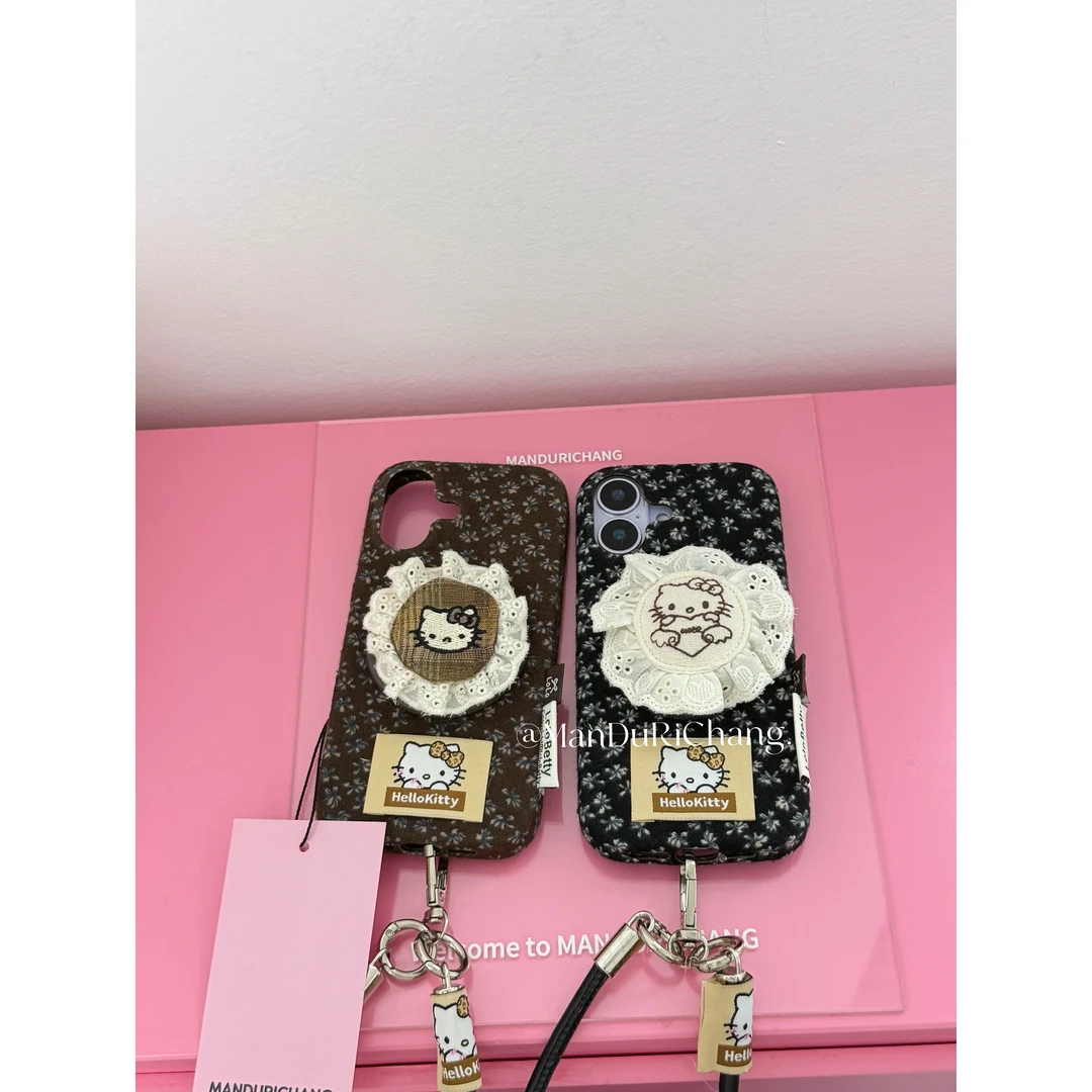 韩系秋冬小碎花kt挂绳磁吸适用iPhone17promax苹果13手机壳保护套