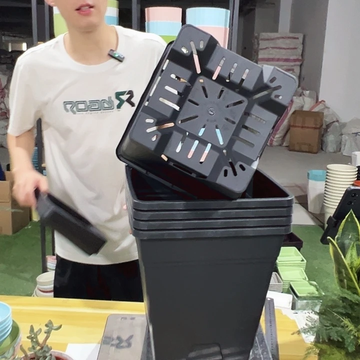 方盆260口26高28黑色带托5只