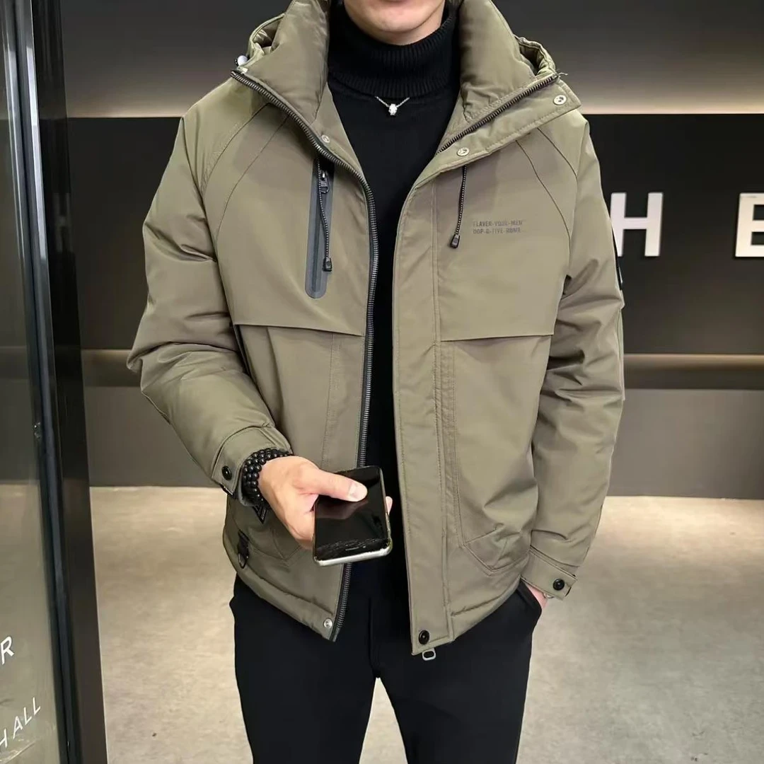 冬季百搭休闲时尚男女同款防风防水连帽加厚保暖外套88019