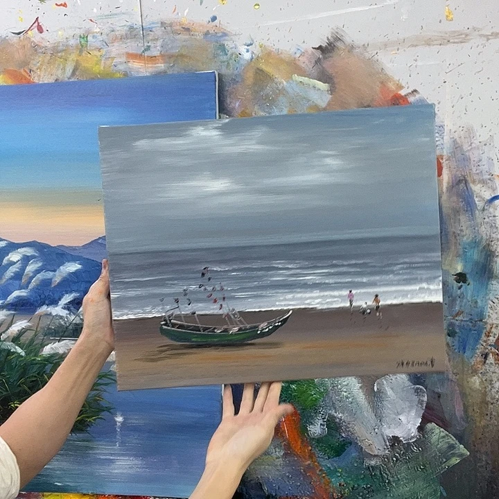 竖款大海挂画现代装饰画