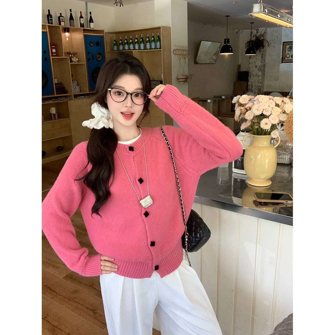 La Chapelle/拉夏贝尔针织秋装女2025胖MM多巴胺大码上衣新款毛衣