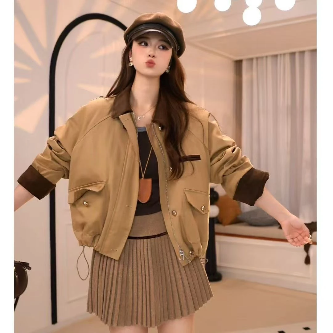 【许我耀眼】 赵露思同款加棉加厚美式复古外套女冬2025休闲上衣潮