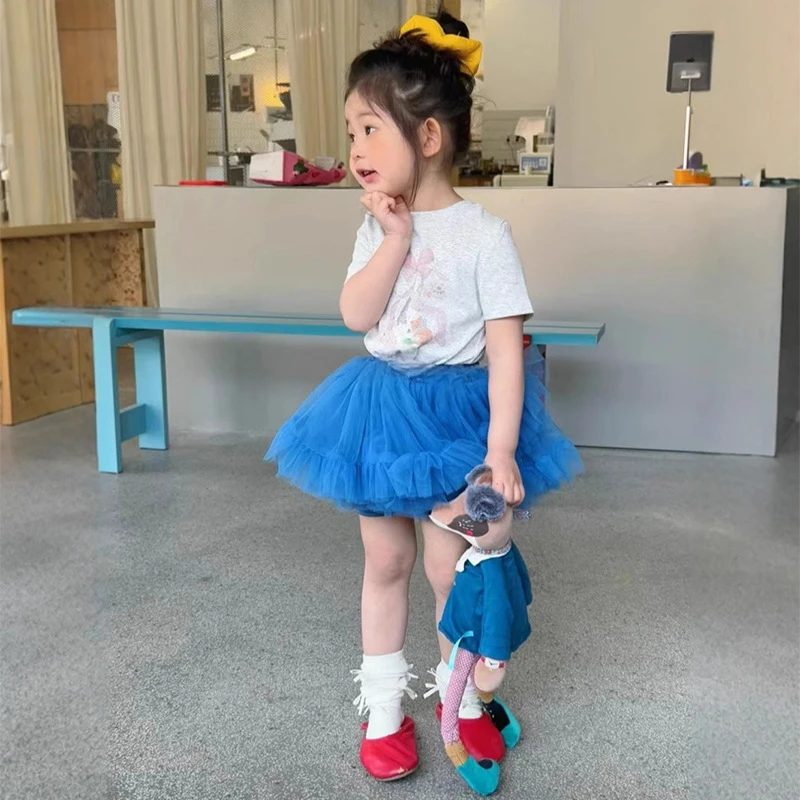 【安安家】女童套装卡通印花甜美t恤夏季可爱短袖女宝蓬蓬裙 R25333