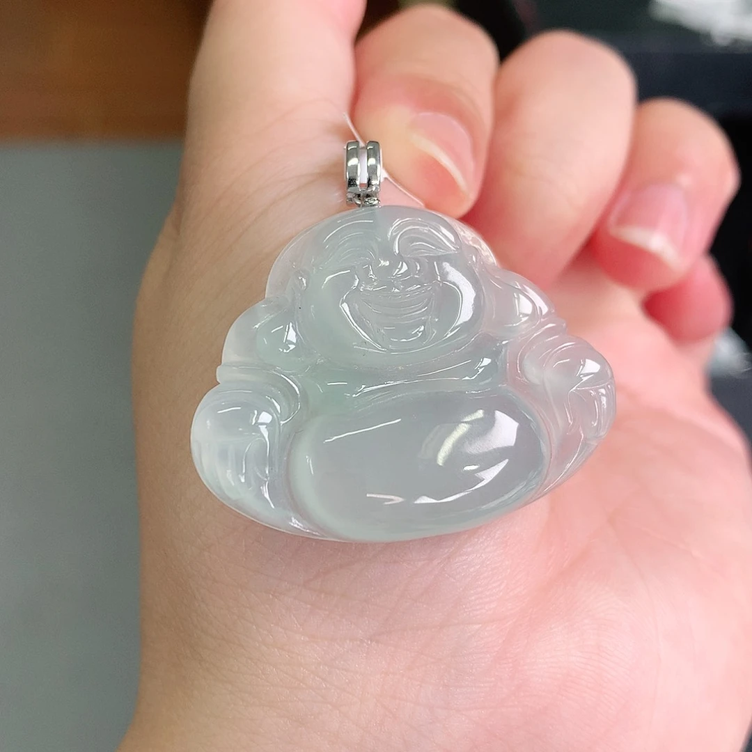 翡翠18K金镶嵌颈饰冰晴大佛公30-38-5.8如