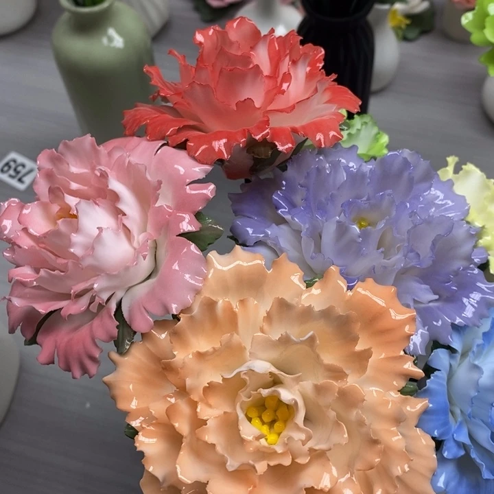 陶瓷陶瓷材料4朵牡丹