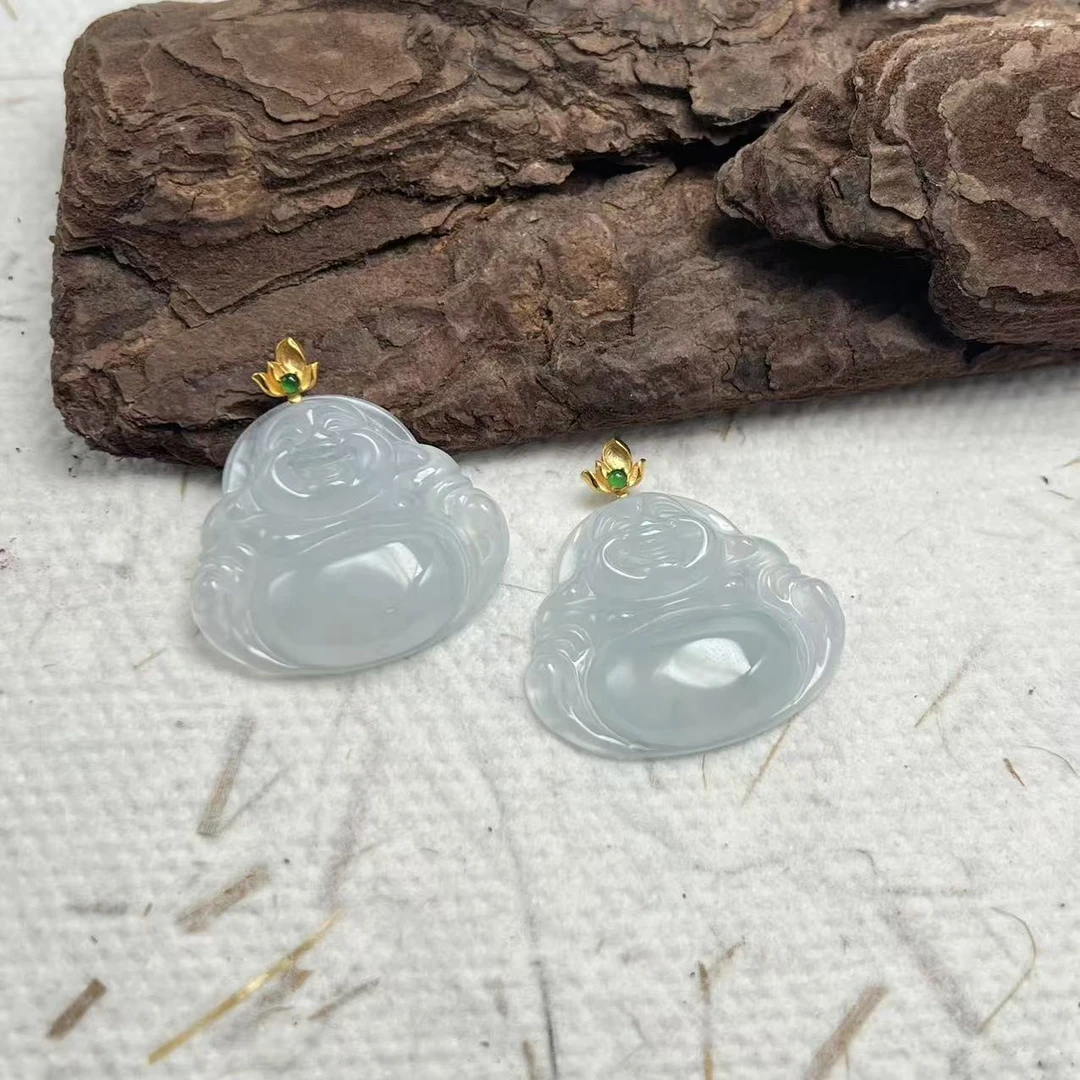 【北野珠宝】天然缅甸A货翡翠佛公吊坠B85H-341多样性发一26x27x5mm