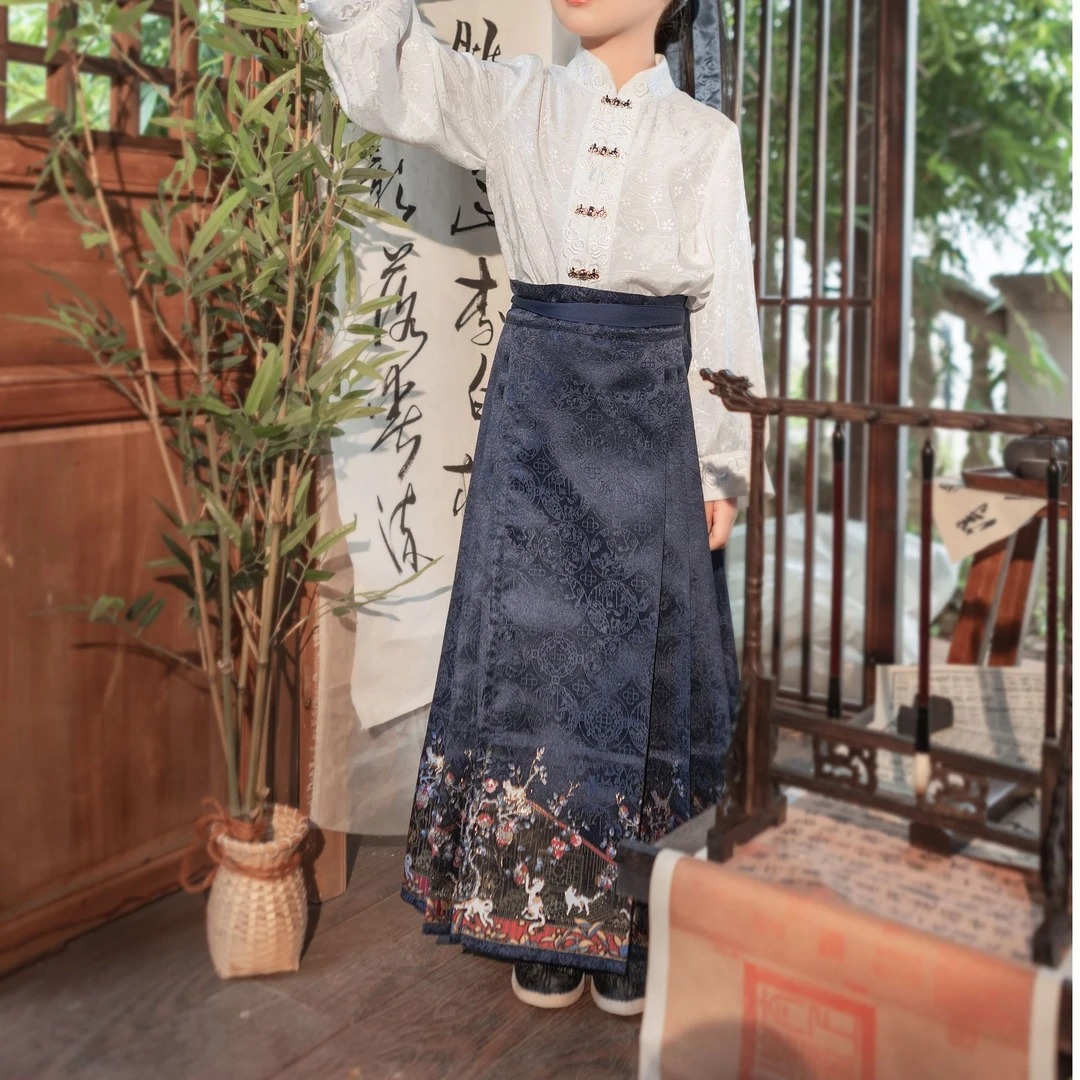 西子问女童汉服【沁庭】四季款儿童明制改良中国风马面裙