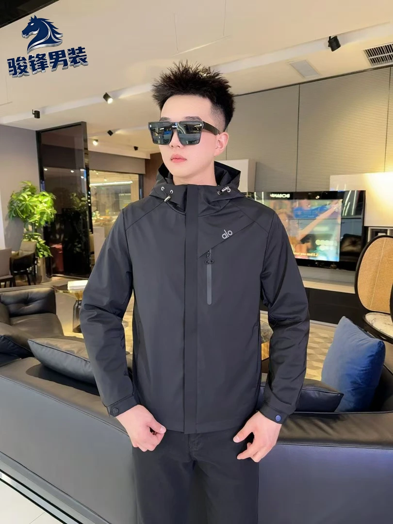 秋季耐磨商务休闲直下摆连帽男士长袖夹克时尚男款户外休闲运动