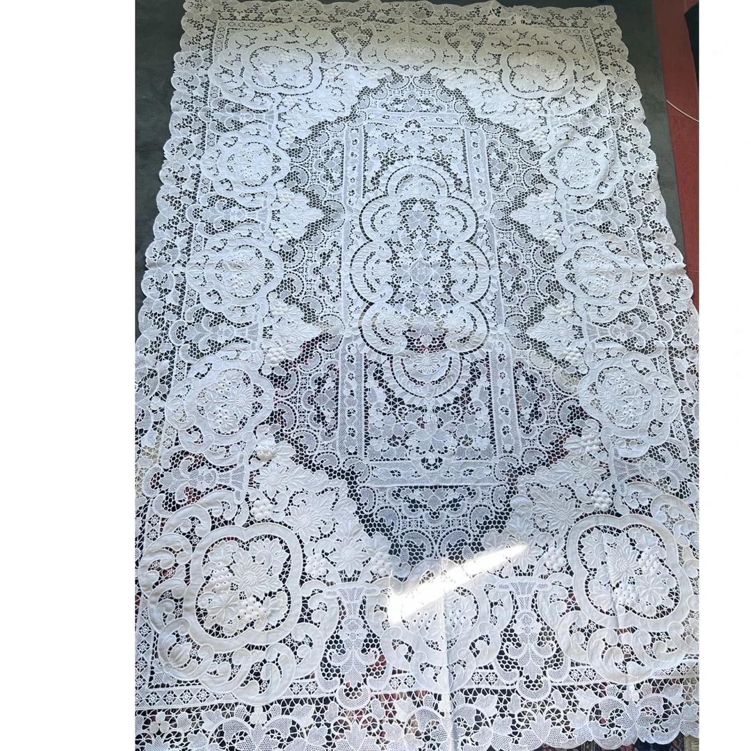 葡萄带花长方镂空家用刺绣豪华桌布