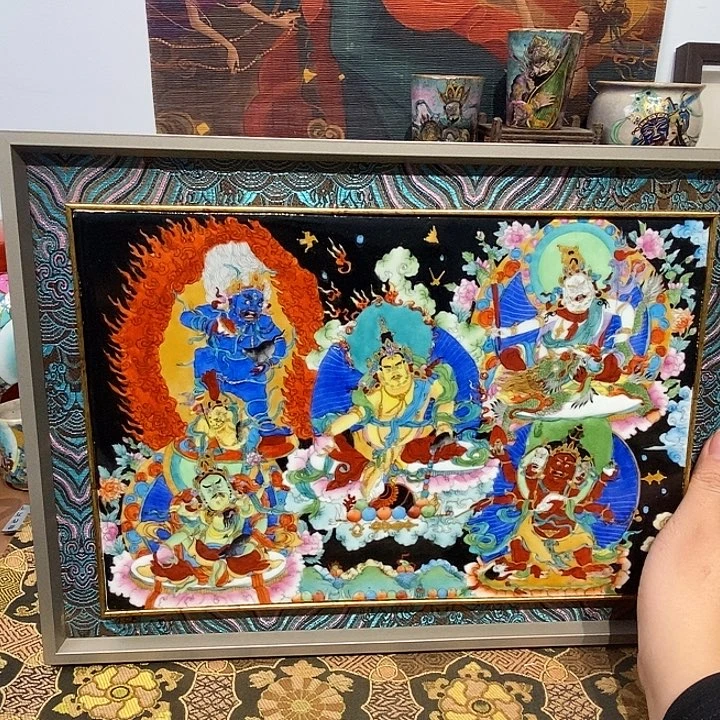 手工手绘五财茶器瓷板