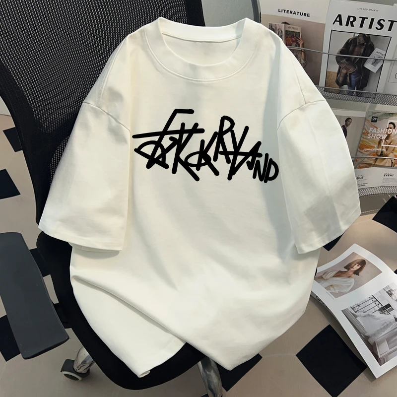 jtrt潮牌设计感字母印花纯棉短袖T恤男女夏季美式高街百搭正肩ins