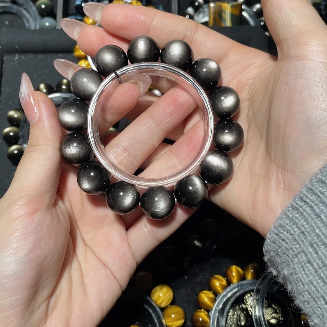 木***子黑曜岩未镶嵌手链