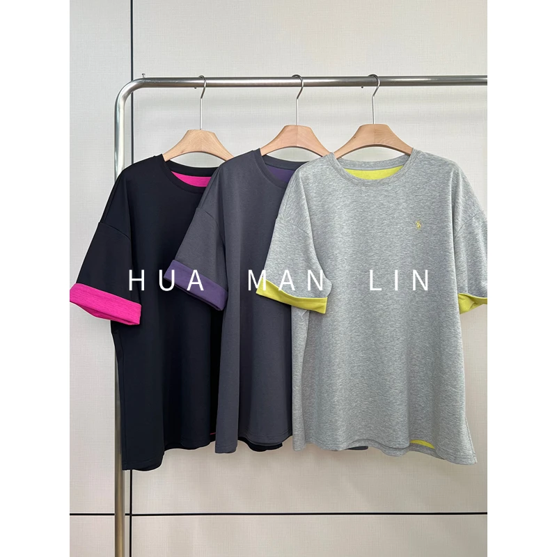 【花满林】三色撞色刺绣短袖上衣89326