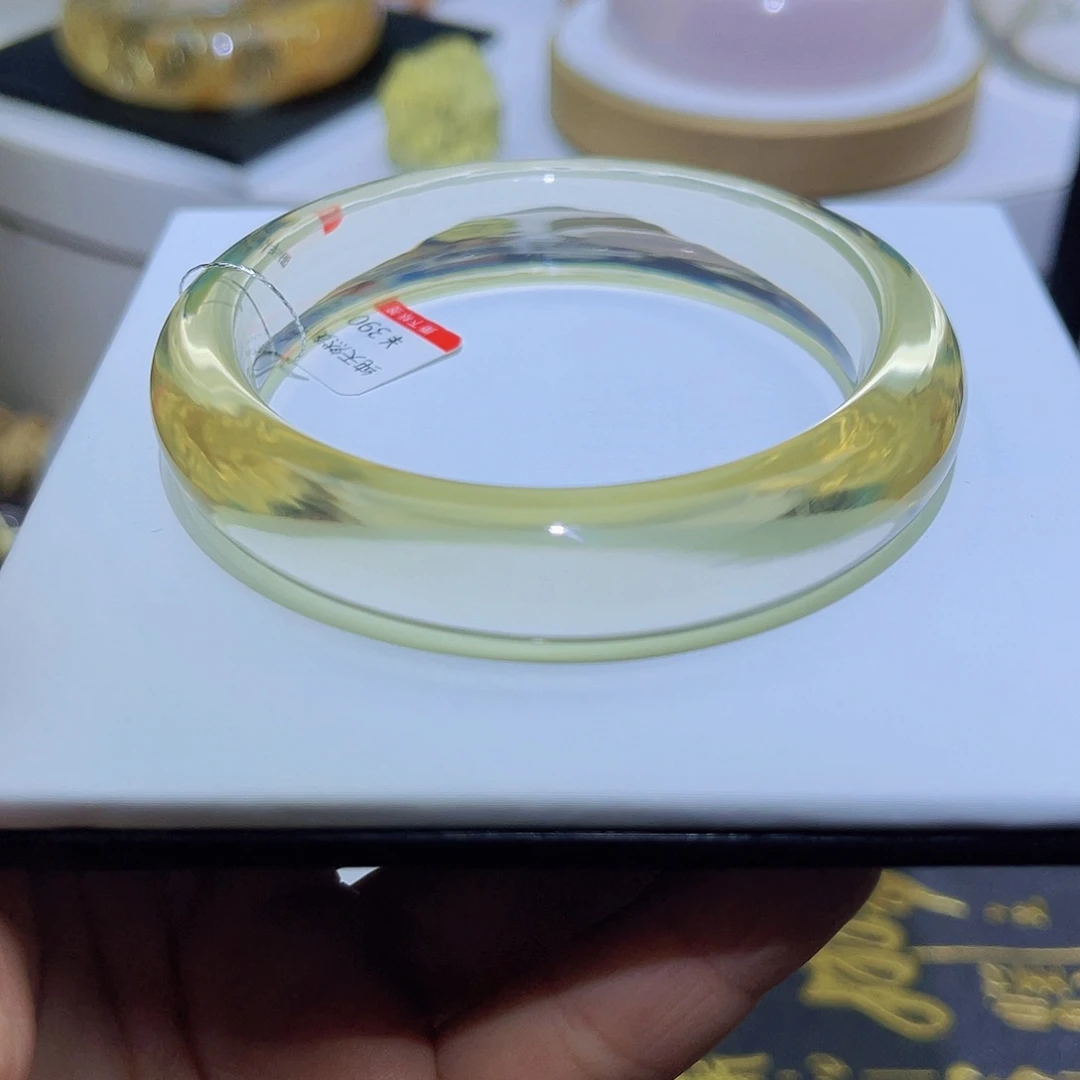 水晶手镯未镶嵌天然黄水晶全净体冰透窄条55圈