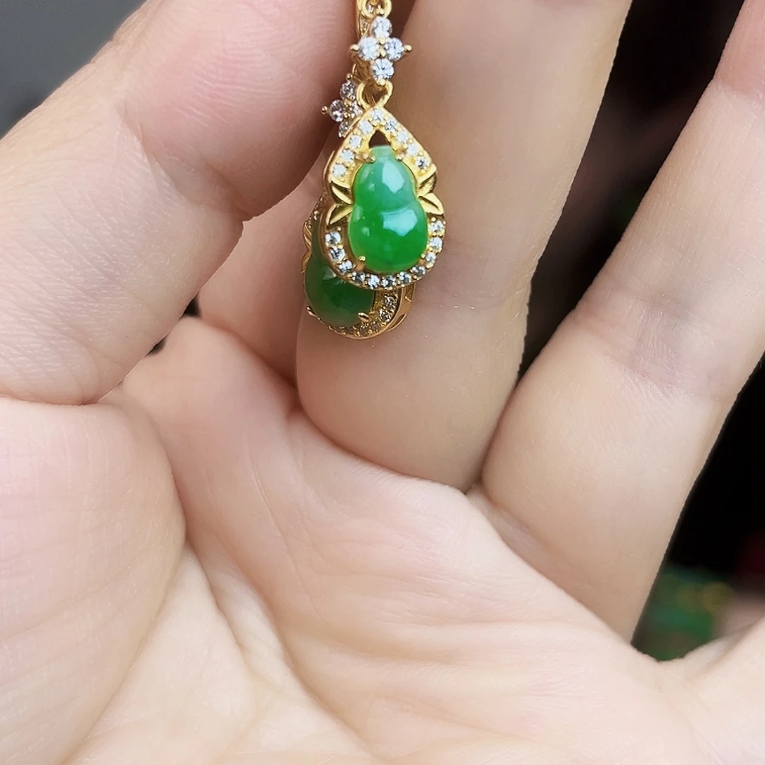 翡翠银S925镶嵌颈饰耳饰