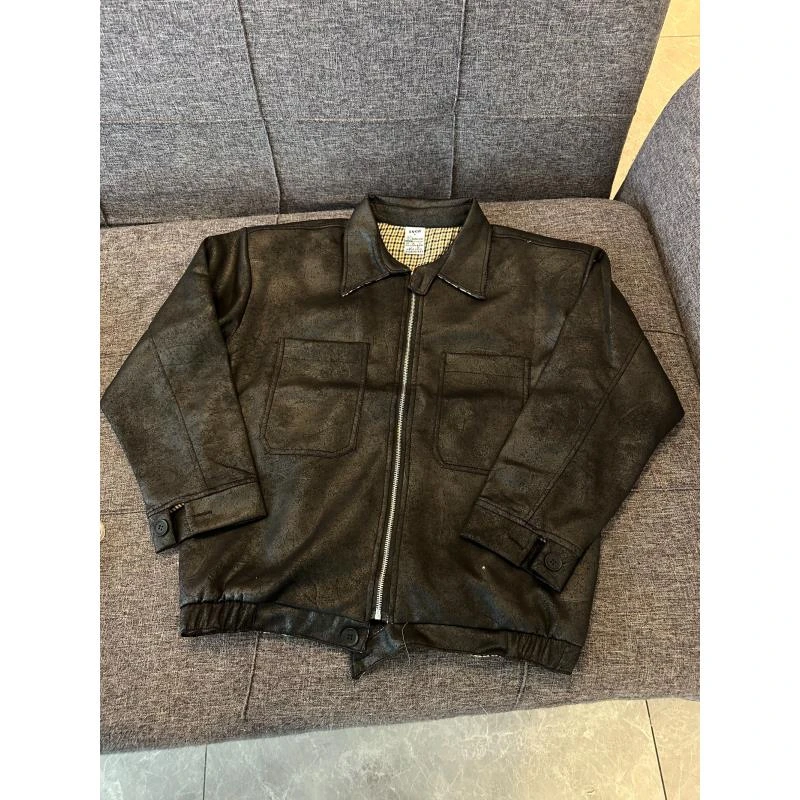 Z35 翻领短款猎装皮衣夹克