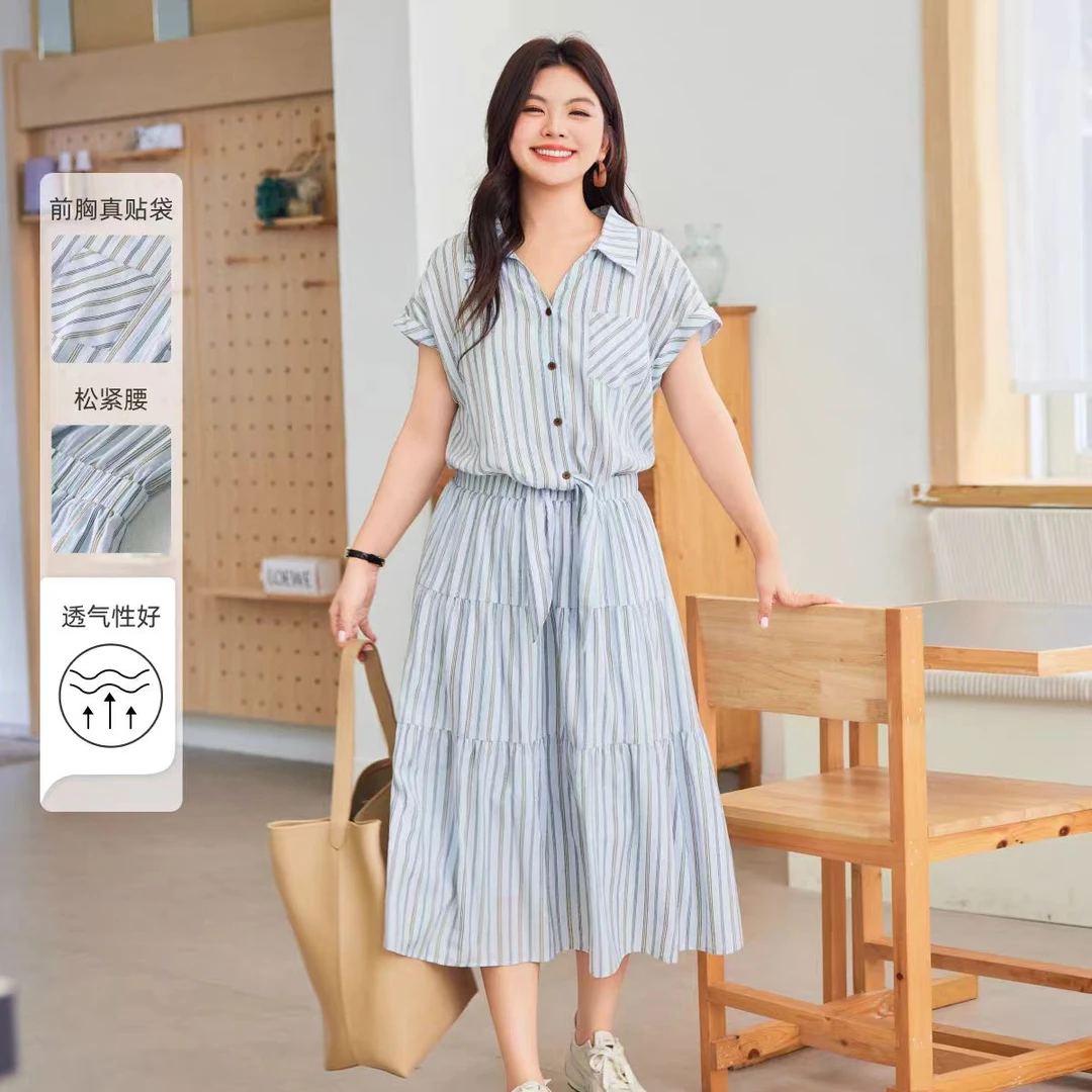 夏季连衣裙常规宽松裙子假两件套复古时尚老钱风松弛感女装贵气