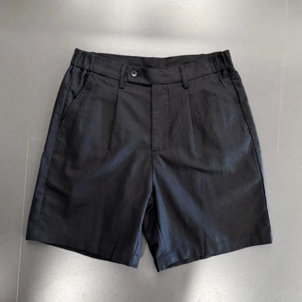 老钱风亚麻短裤半松紧腰五分裤男女夏季轻薄透气亲肤凉爽时尚短裤