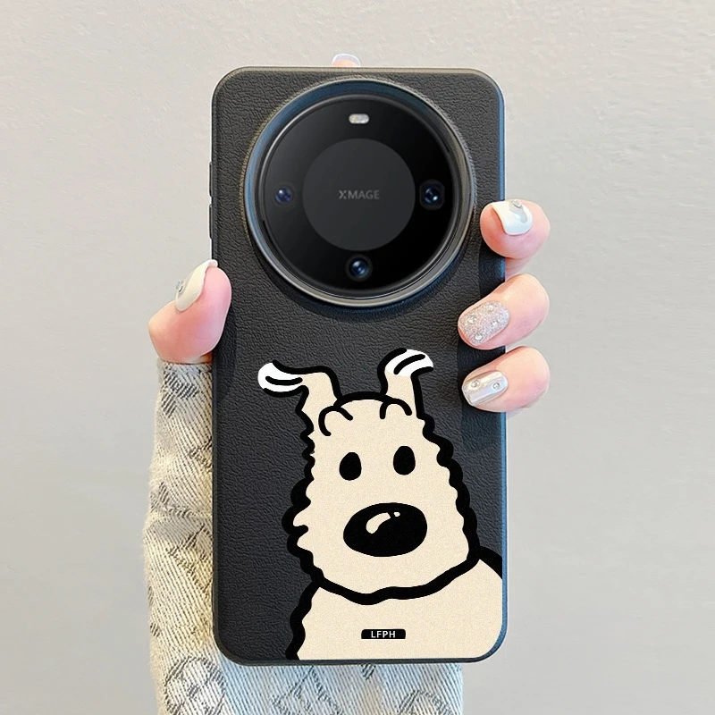 卷毛小狗适用华为Mate70Pro手机壳70创意皮纹P70/60/50防摔保护套