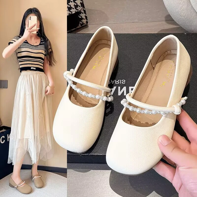 搭配裙子单鞋女2025年春夏晚晚鞋新款玛丽珍百搭软皮豆豆平底鞋