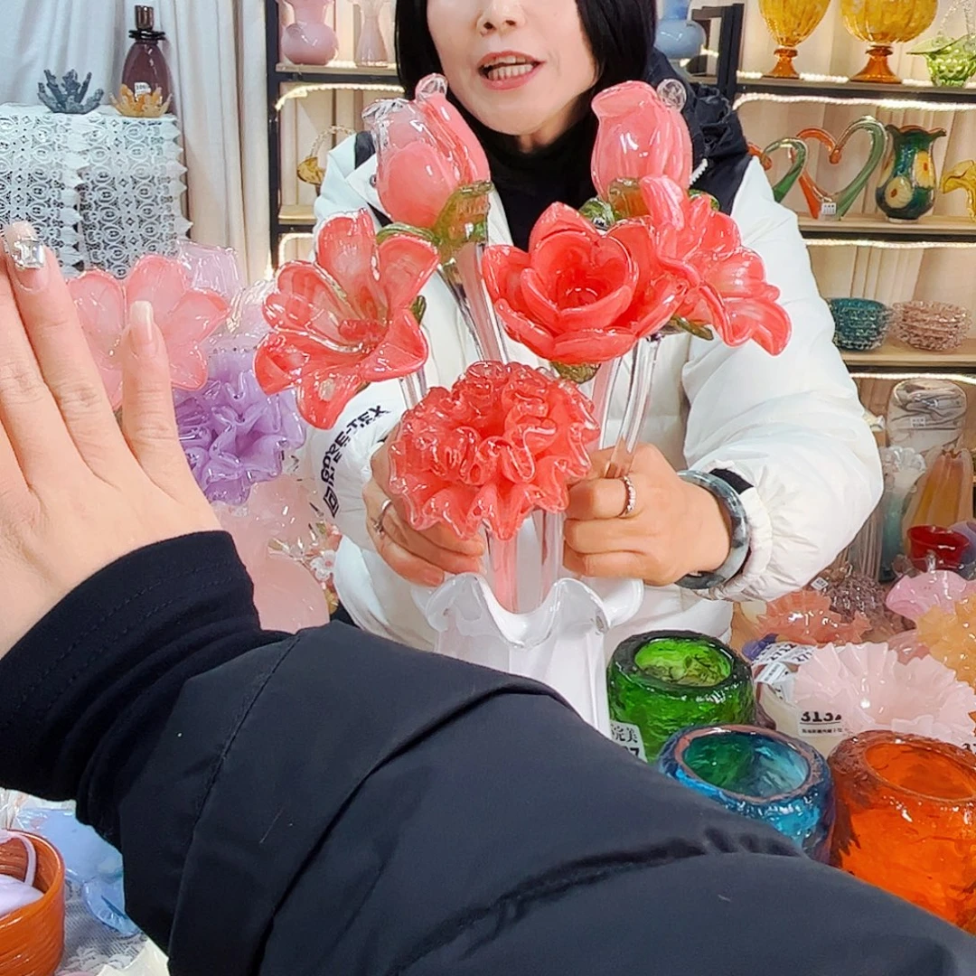 幸***版6花家悦美居琉璃摆件