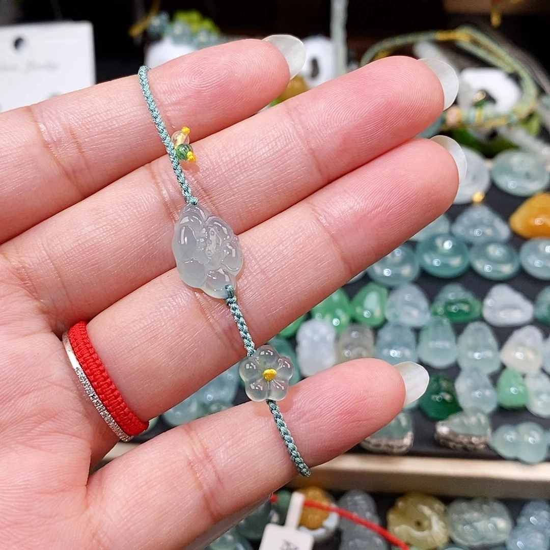 翡翠未镶嵌颈饰莲花小花手绳15