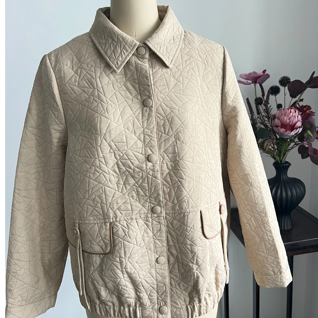【妙莱  象牙白翻领】秋冬洋气休闲棉衣棉服高级感单排扣保暖棉服