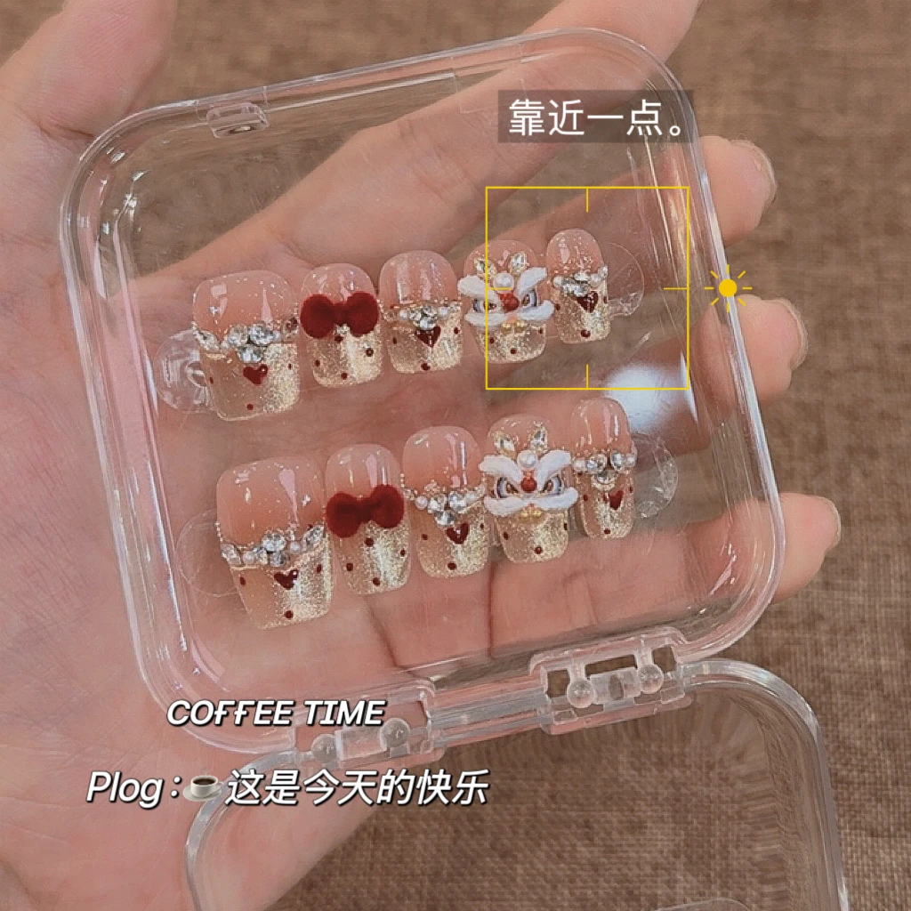 （烫金醒师）纯手工穿戴甲百搭猫眼美甲防水美甲贴