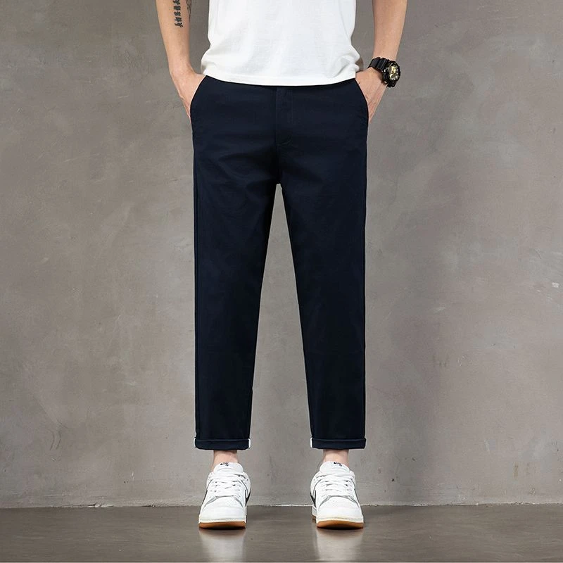 2025春夏季纯棉休闲九分裤男款春夏新款小脚微锥宽松版九分裤6238