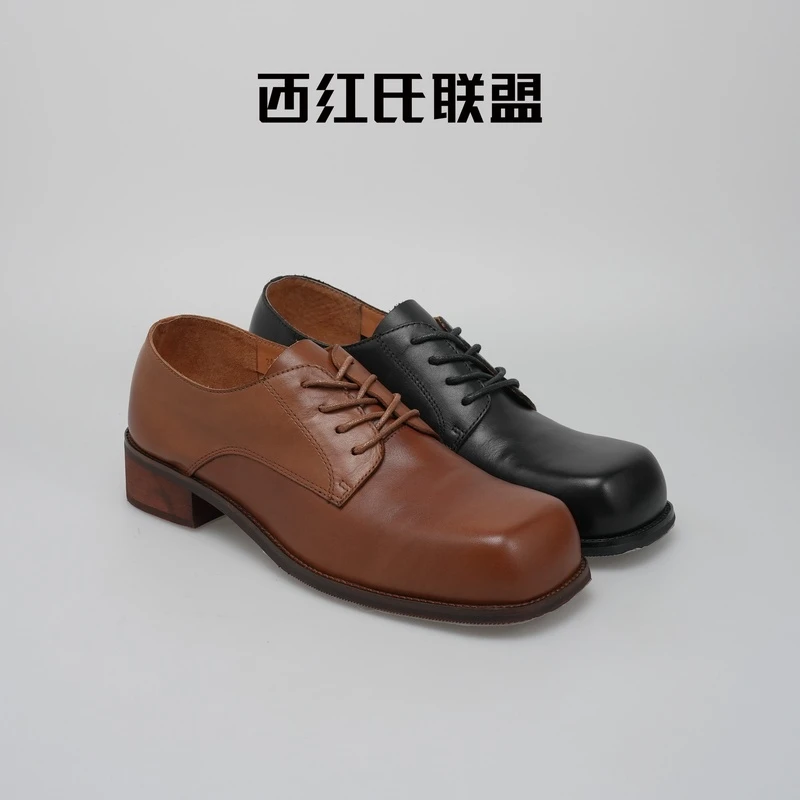 【西红氏联盟】英伦风复古高级感真皮乐福鞋跟高2.5cm半码拍大