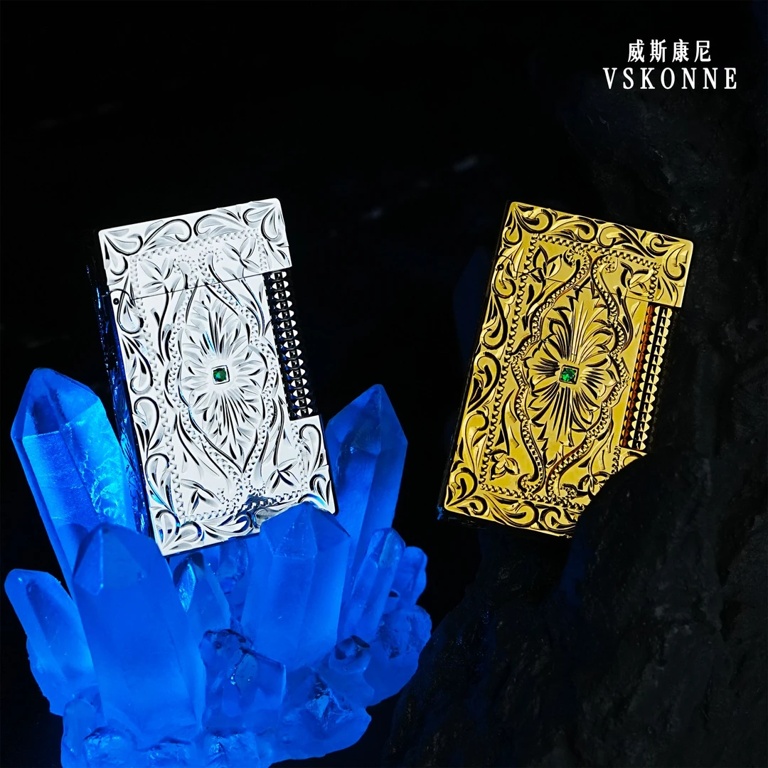VSKONNE翡翠幻境高档手工朗声打火机充气纯铜朗声高档礼盒套装