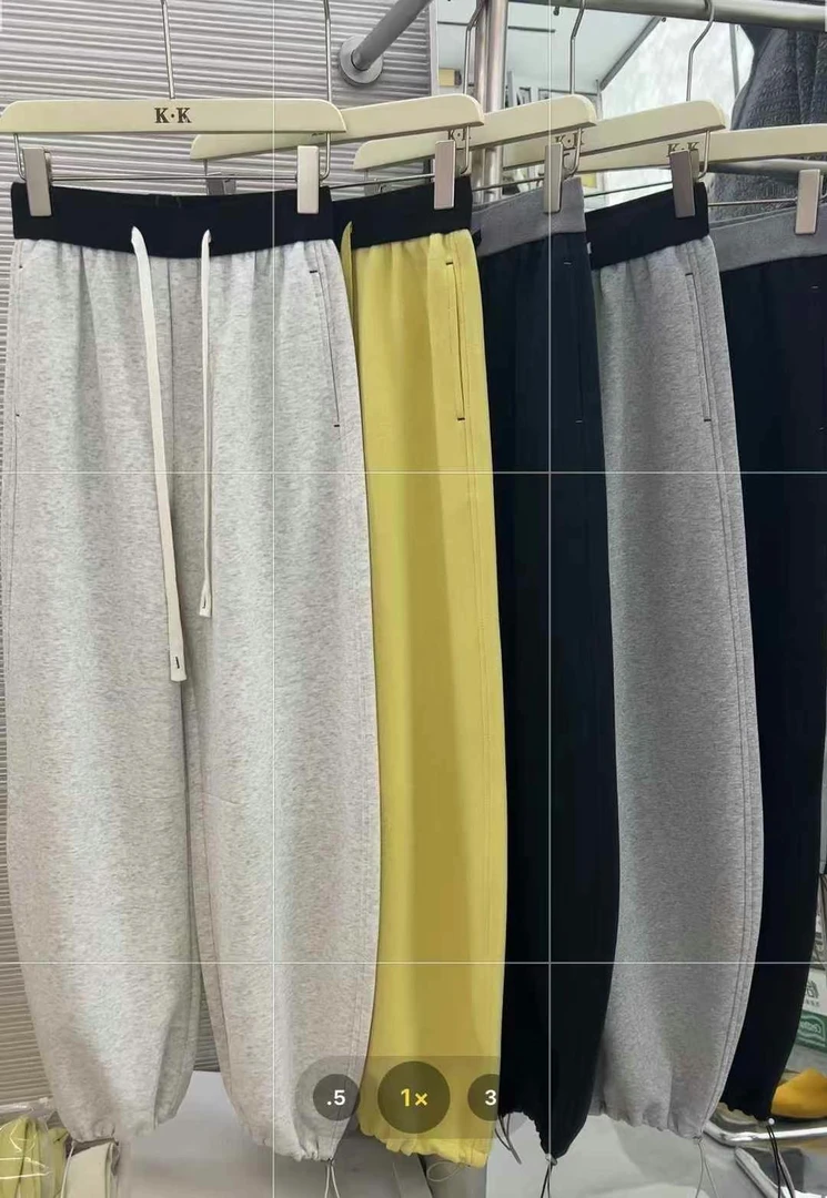 COCO夏款薄料拼接高腰显瘦休闲弯刀裤束脚两穿8881