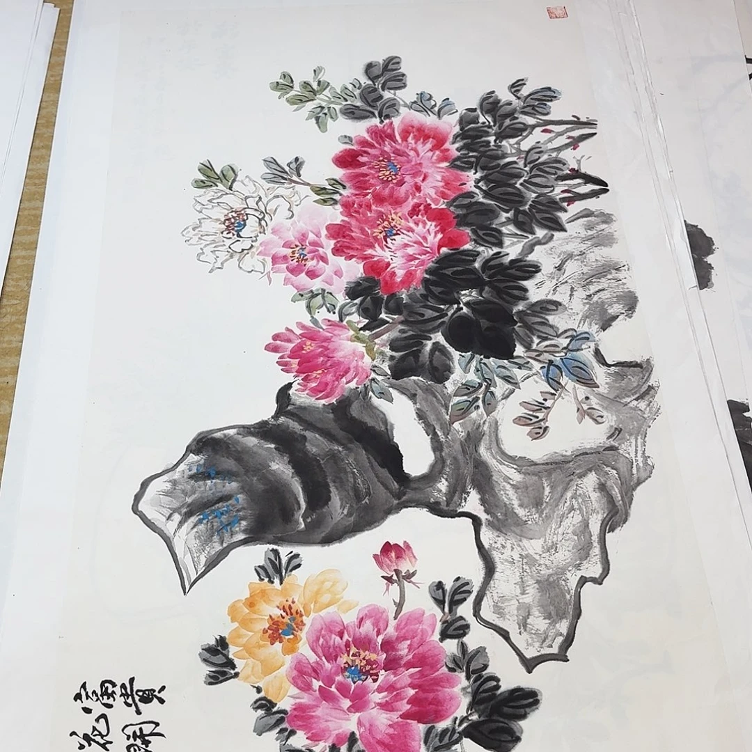 国画四尺整纸手绘作品
