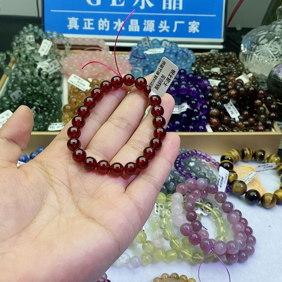 水晶手链未镶嵌石榴石8+