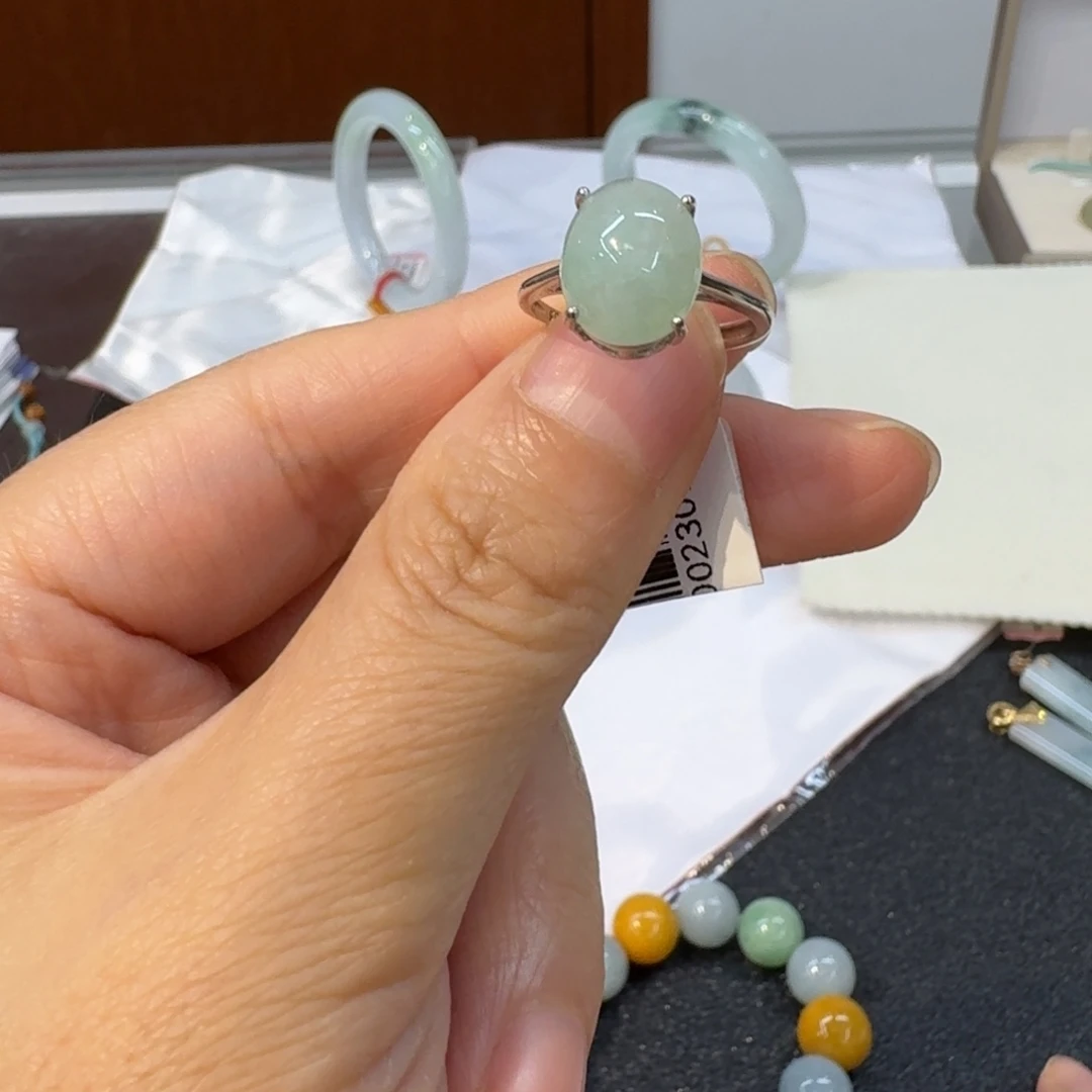 翡翠银S925镀金镶嵌戒指戒指2