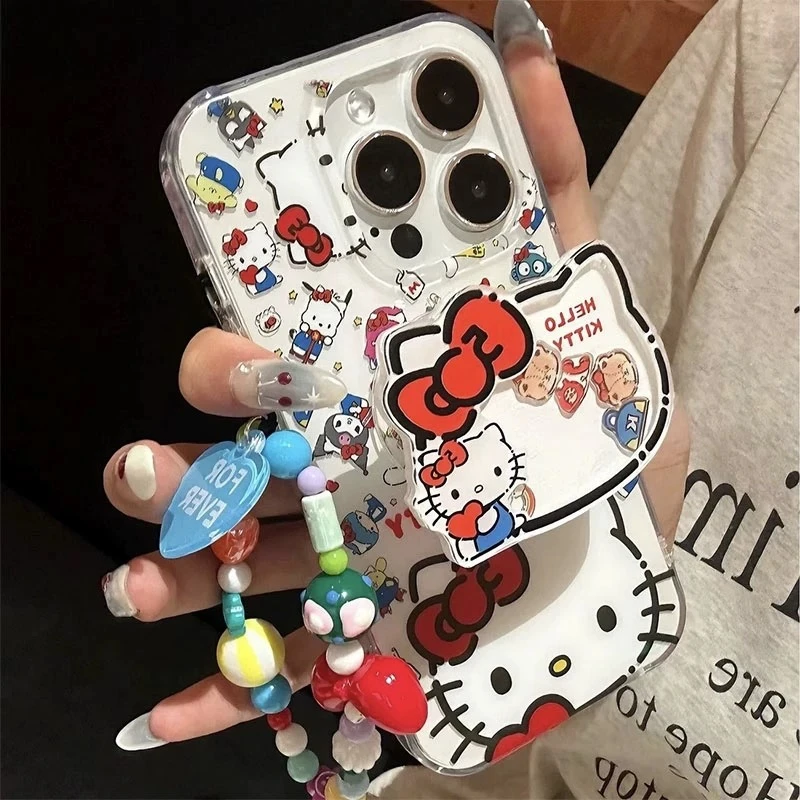 卡通三丽鸥凯蒂猫摇摇乐支架适用手机壳苹果13华为vivo小米op挂绳