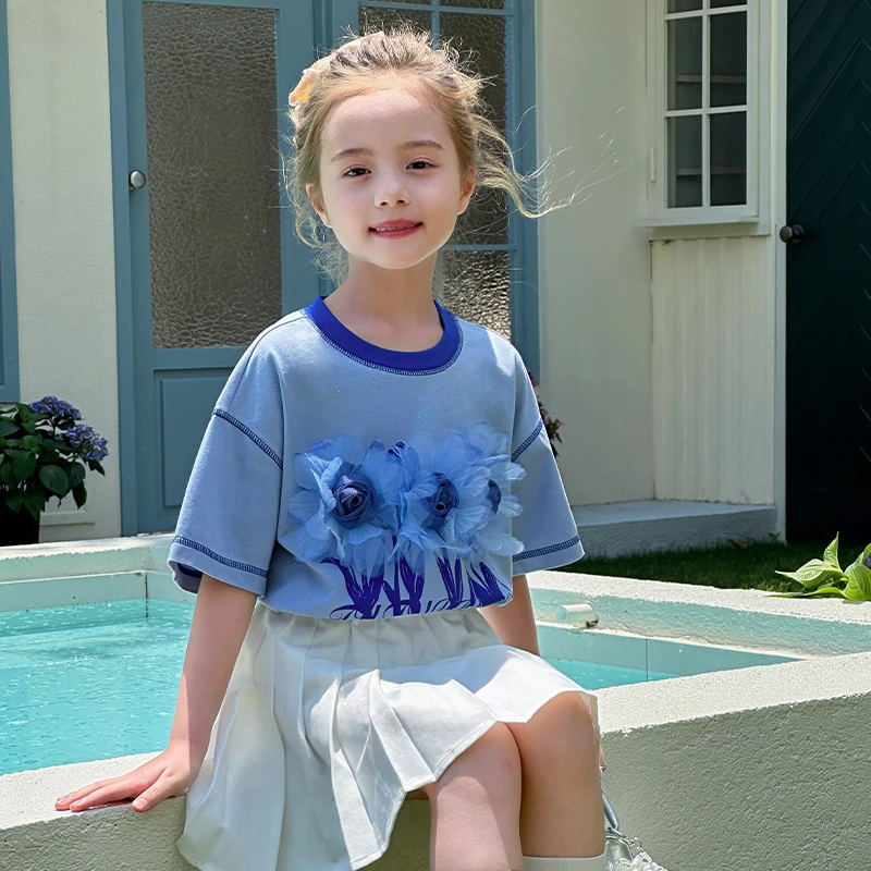 图图小象童装女童T恤短袖2025夏季新款小清新设计感T恤212T833