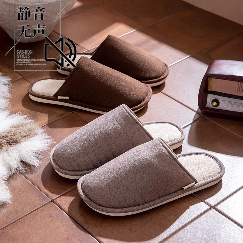 日式静音地板亚麻拖鞋男士秋冬季新款居家防滑久穿不累亚麻拖鞋女