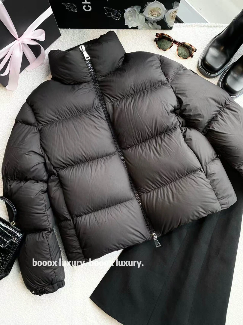 95新 MONCLER zz375 锦轮 Anterne 哑光黑色立领羽绒服 1码