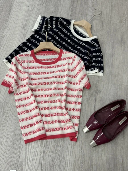 短袖通勤时尚圆领不褪色撞色套头秋冬T恤女士宽松型