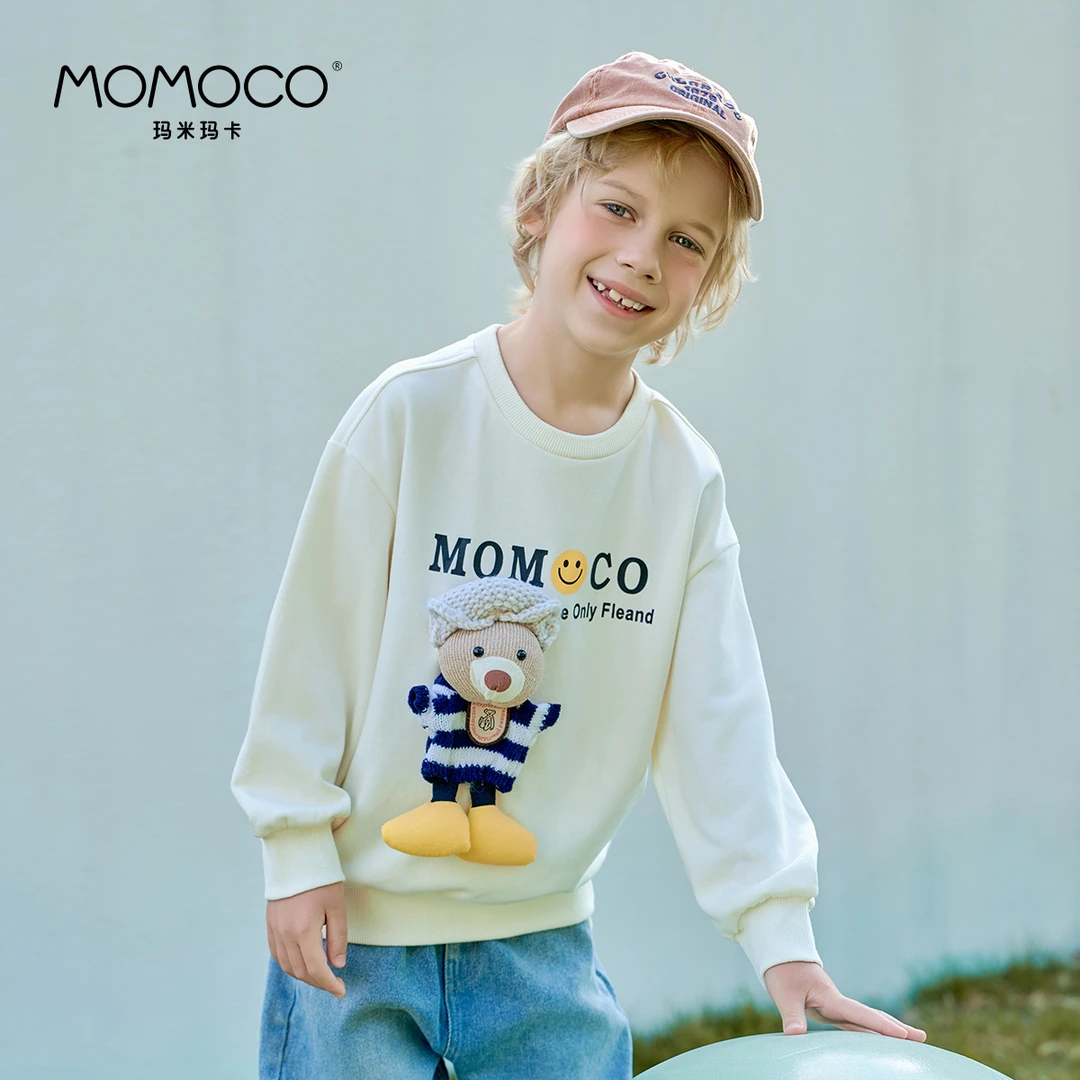 MOMOCO男女童秋季儿童小熊字母卫衣75130232019