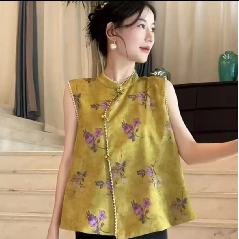 新中式时尚百搭气质轻奢复古无袖马甲洋气百搭款
