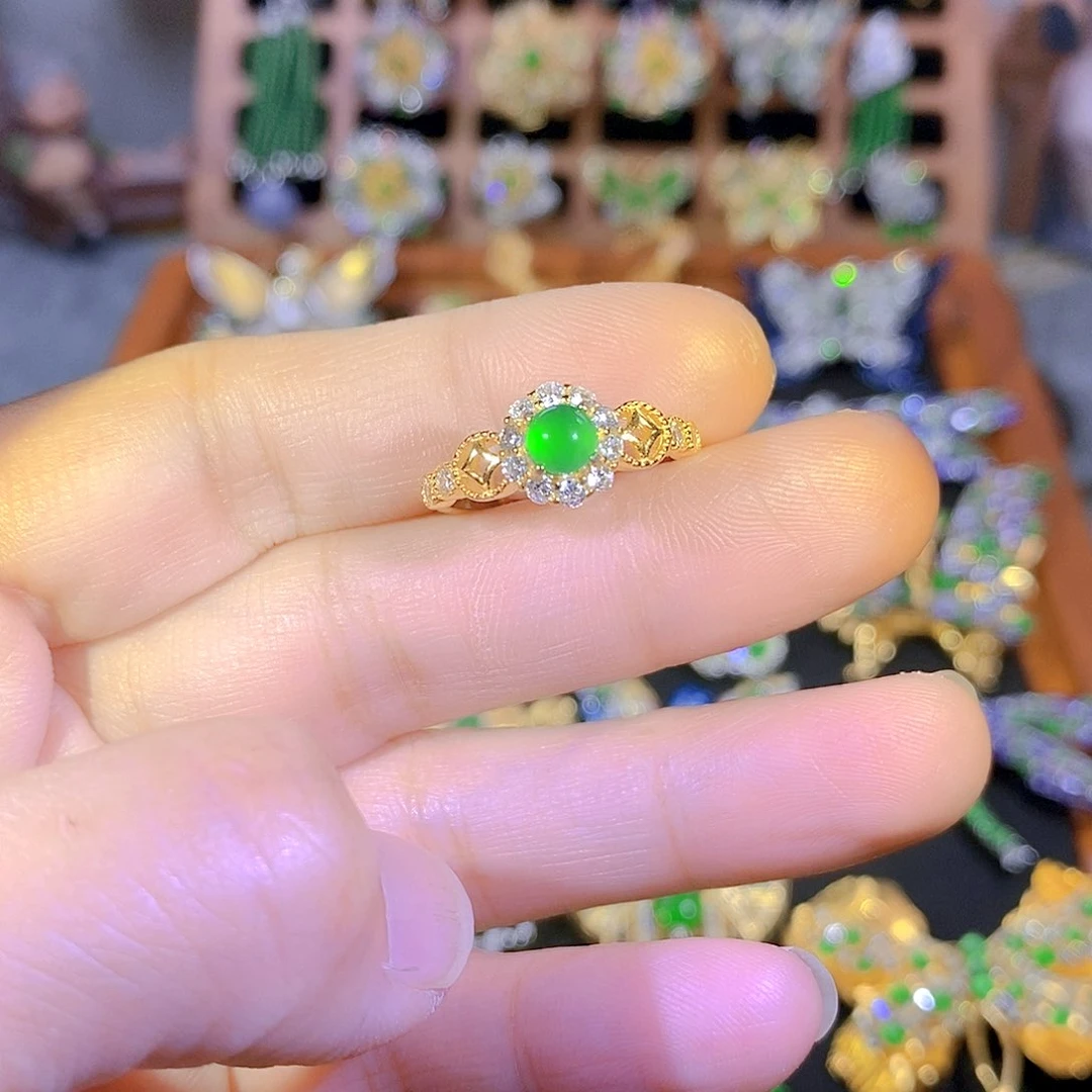 吊坠(不含链)银S925镶嵌翡翠