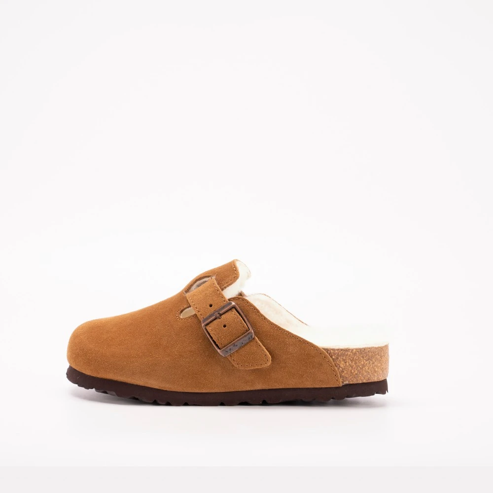 【棉勃肯半包】河南桑坡真皮雪地靴穆勒女士时尚百搭勃肯鞋加厚加绒