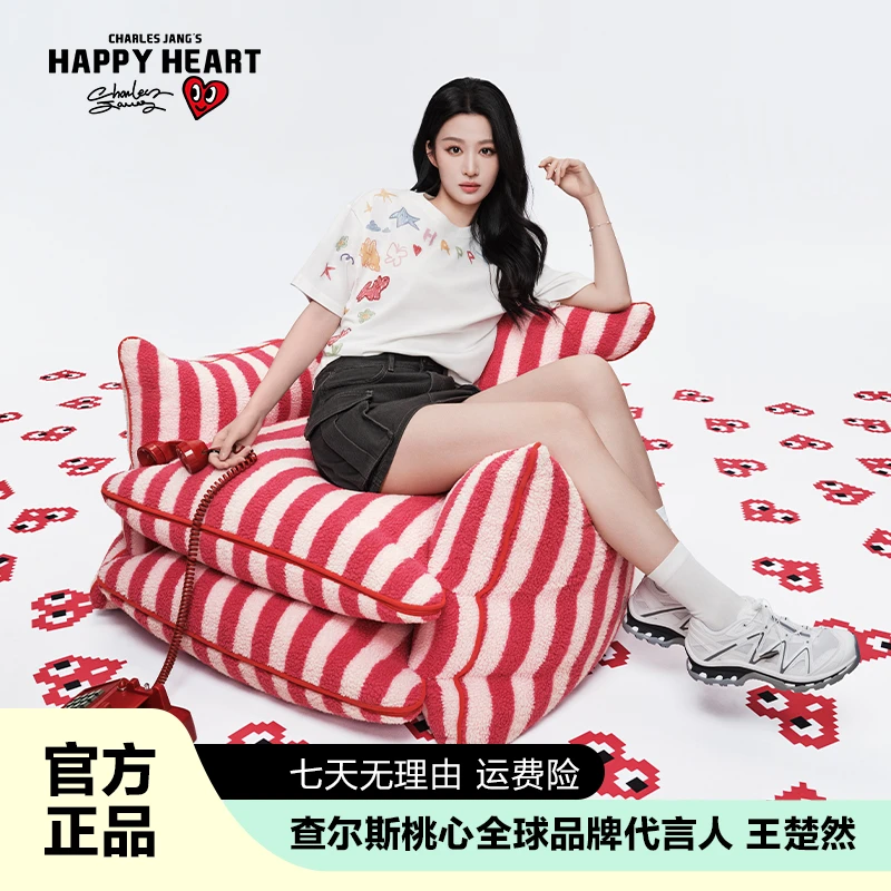 查尔斯桃心 短袖纯棉夏季卡通印花T恤时尚洋气百搭半袖0424