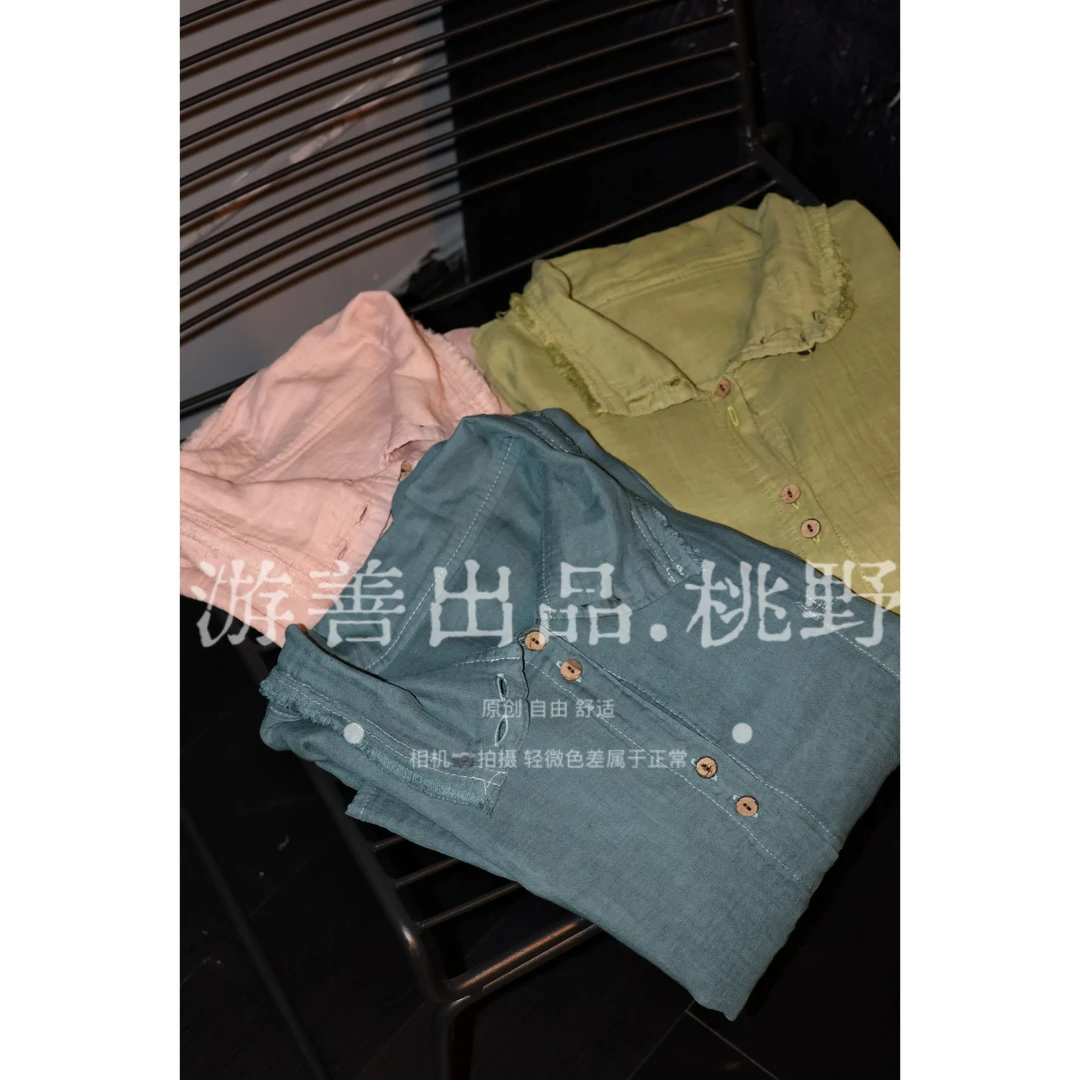 26年春款机理亚麻衬衫原创设计显瘦麻开衫上衣   长68胸142 sx