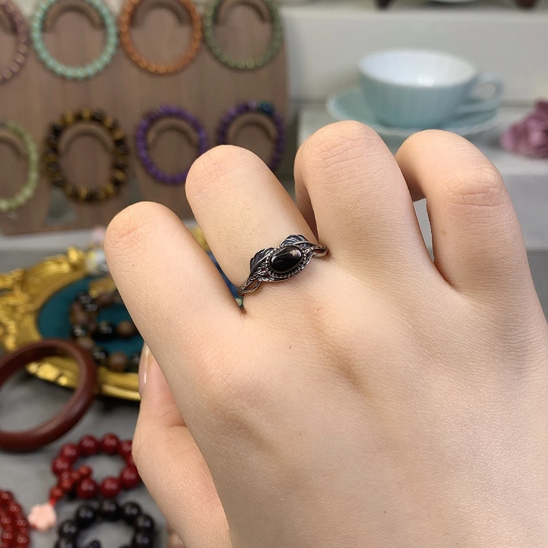 金运石纯银开口戒