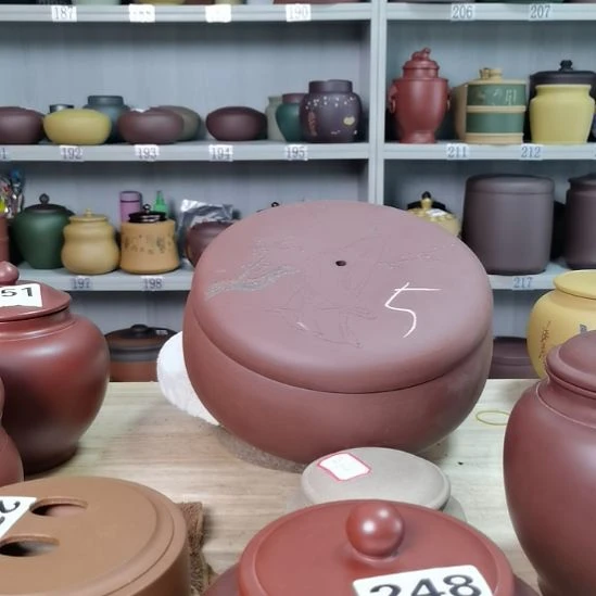 紫砂茶叶罐四饼刻绘处理不退不换5